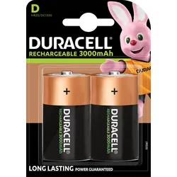 Packung mit 2 Duracell Hr20 Nimh 1,2 V 3000 mAh wiederaufladbaren Typ-D-Batterien, unterstützt bis zu 1000 Aufladungen