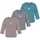 normani Outdoor Sports 3er Pack Baby Merino Longsleeve Taupo in Blau/Grau/Rosa | Gr.: 110/116