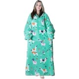 Queenshin Alpaka Langes Hoodie Tragbares Decken Übergroßer mit Ärmeln, Flauschig Bequeme Flanelldecke Körperdecke für Frauen, Einheitsgröße