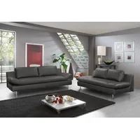 2-Sitzer PLACES OF STYLE "Redding", grau (grafite), B:191cm H:80cm T:90cm, Zierkissen: 100% Polyester;Luxus-Microfaser (100% Polyester), mit Zierkissen ebenfalls in Luxus-Microfaser;Struktur (100% Polypropylen), mit Zierkissen in Luxus-Microfaser, Sofas, In Naturleder