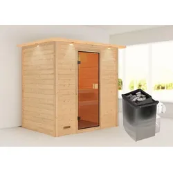 KARIBU Sauna »Selena «, BxTxH: 224 x 191 x 159 cm, 9 kW Ofen mit integr. Steuerung - braun