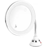 Asyduey Flexibler Schminkspiegel mit Schwanenhals und LED-Licht, 10-Facher Vergrößerungsspiegel, Saugnapf, Helles Diffuses Licht und 360 Grad