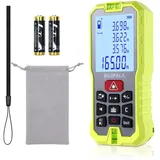 BILIPALA Laser Entfernungsmesser 50 m, Lasermessgerät mit Compaktes und LCD-Hintergrundbeleuchtung, 2 Wasserwaagen, Tragbarer Lasermessgerät M/In/Ft Umschaltung, Fläche, Volumen, Pythagoräisch(Rot)