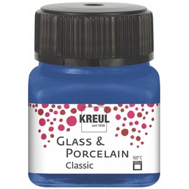 Kreul 16218 - Glass & Porcelain Classic kobaltblau, im 20 ml Glas, brillante Glas- und Porzellanmalfarbe auf Wasserbasis, schnelltrocknend, deckend