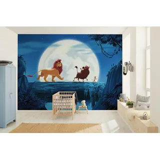 KOMAR Vlies Fototapete Disney The Lion King Full Moon Walk blau,