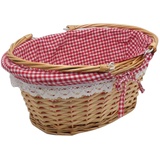 Osterkörbchen Mit Henkel Rattan Picknickkorb Geflochten Einkaufskorb Weidenkorb mit Henkel Stoffbezug Obstkorb Gewebten Aufbewahrungskorb Tragekorb Klein Autokorb (Khaki-B, One Size)