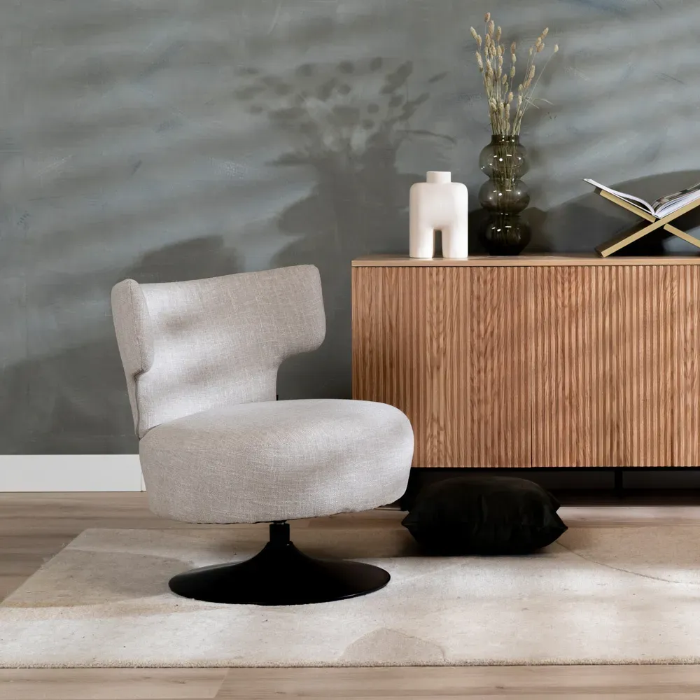 Bronx71 Sessel Metro Leinen drehbar taupe