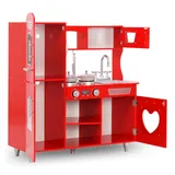 vidaXL Spielküche Kinder MDF 84×31×89 cm Rot