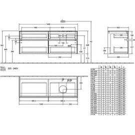 Villeroy & Boch Waschtischunterschrank 4 Auszüge 140 x 54,8 x 50 cm Schwarz