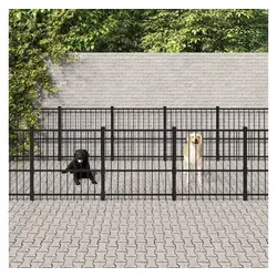 vidaXL Hundezwinger Outdoor-Hundezwinger Stahl 19,76 m2 schwarz 679 cm x 100 cm x 291 cmvidaXL
