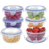 EASYLOCK 6er Schüssel Set 0,6L Kunststoff Frischhaltedosen mit Deckel Rund BPA-frei Gefrierdosen Klein Stapelbar, Luftdicht, Spülmaschinen-, Mikrowellen-, und Gefriergeeignet (Blau)