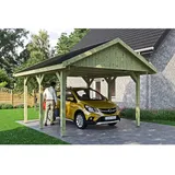 SKANHOLZ Satteldach-Carport Wallgau 430 x 500 cm schwarze Schindeln