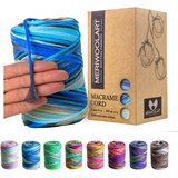 MeriWoolArt® Makramee Garn - Makramee Garn 3mm farbig 200m - Super weiches Garn, einfach gedrehte Makramee Schnur - Öko-Tex 100% recyceltes Baumwollgarn farbig - DIY Boho Deko Makramee