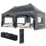 VOUNOT VOUNOT® 3x6m Pavillon Wasserdicht mit 6 Seitenwänden, Faltpavillon Stabil, Partyzelt Winterfest, UV-Schutz 50+, Gartenzelt Faltbar mit 6 Sandsäcken und Tragetasche, Grau