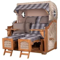 Bene living Strandkorb Komplettset Ammersee Grande XL Teak Bullauge