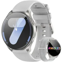 Blackview Smartwatch Herren Damen, AMOLED-Bildschirm, Virtuelle Always-On-Uhr, tätigen/empfangen, Sportuhr mit Puls-Schlaf-SpO2-Schritte-Kalorien-Kilometer, 2 Armbänder (Silikon/Nylon),für Android iOS