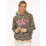 Zwillingsherz Hoodie Leo Muster Beige S/M