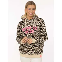Zwillingsherz Hoodie Leo Muster Beige S/M