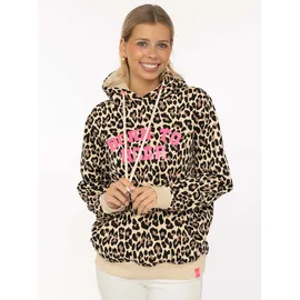 Zwillingsherz Hoodie Leo Muster Beige S/M