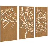 vidaXL 3-tlg. Garten-Wanddeko 105x55 cm Cortenstahl Baum-Design