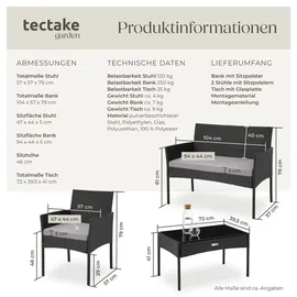 Tectake tectake® Rattan Gartenset Palese für 4 Personen