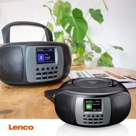 Lenco SCD-860BK - tragbares DAB+/FM-Radio mit Bluetooth CD-Player und großem LCD-Farbdisplay - schwarz