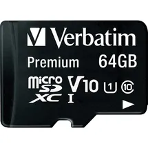 Verbatim microSDXC 64 GB Class 10 UHS-I + SD-Adapter