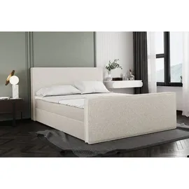 Kaiser Boxspringbett mit bettkasten und Matratze + Topper LILA stof Puente Beige 140x200 cm