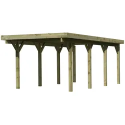 Karibu Carport Einzelcarport Classic Einzel 2 PVC Dach ohne Rundbögen (Holzcarport)