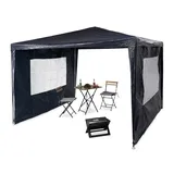 Relaxdays Pavillon 3 x 3 m inkl. 4 Seitenteile Blau