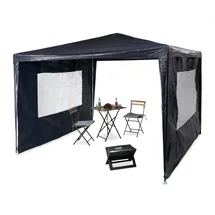Relaxdays Pavillon 3 x 3 m inkl. 4 Seitenteile Blau
