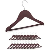Relaxdays Kinderkleiderbügel, 20er Set, Holz Kleiderbügel, Baby und Kinder, drehbarer Haken, mit Steg & Kerben, braun