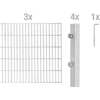 GAH Alberts Doppelstabmattenzaun 600 x 200 cm Silber/Stahl