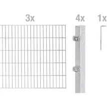GAH Alberts Doppelstabmattenzaun 600 x 200 cm Silber/Stahl