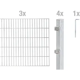 GAH Alberts Doppelstabmattenzaun 600 x 200 cm Silber/Stahl
