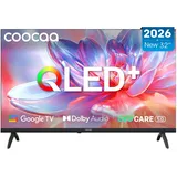 coocaa Smart TV 32 Zoll, 80cm, QLED HD Fernseher kompatibel mit Google TV, HDR10, Dolby Audio, Bluetooth 5.1, EyeCare, Google Cast, Triple Tuner (DVB-T/T2/C/S/S2, CI+), 2026 Upgrade-Modell