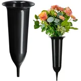 Kadax Grabvase, Blumenvase, Kunststoff-vase, 10 Cm, mit Erdspieß, schwarz) - Kadax