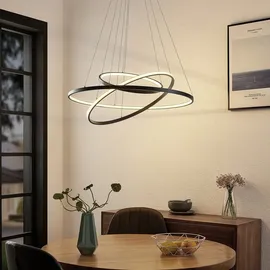 LUCANDE Ezana dimmbar Modern in Schwarz aus Metall 1-flammig Wohnzimmerleuchte