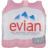 6x Evian Natürliches Mineralwasser,Wenig Natrium,PET-Einwegflasche 1Lt