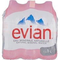 6x Evian Natürliches Mineralwasser,Wenig Natrium,PET-Einwegflasche 1Lt