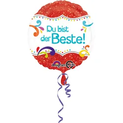 Folienballon Du bist der Beste Glitzer rot 45cm