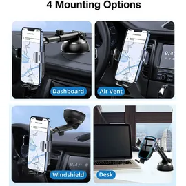 Maclean Brackets Maclean Autohalterung mit kabellosem/induktivem Qi-Ladegerät MCE129, Smartphone Halterung, Schwarz