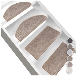 Stufenmatte Sundae 1A, Erhältlich in vielen Farben & Größen, Treppenschutz, Floordirekt, Halbrund, Höhe: 13,5 mm beige Halbrund – 23 cm x 65 cm x 13,5 mm