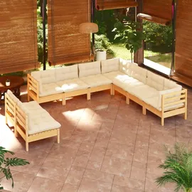 vidaXL Garten-Lounge-Set 9-tlg. creme Kiefer