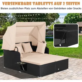 Costway Sonnenliege 200 x 150 x 80 cm Schwarz/Braun