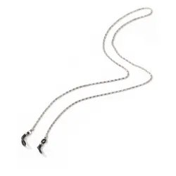 Brillenkette FIRETTI "glänzend, rhodiniert", schwarz (metallfarben, schwarz), Tragebänder, DamenL:57cm, Metall, Gummi, L:57cm