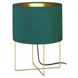 Tischleuchte Nachttischleuchte Wohnzimmerlampe Metall Textil Petrolfarbe H 32 cm