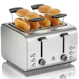 SUPERLEX Toaster 4 Scheiben Doppelschlitz Edelstahl 1600W - 2 Unabhängige