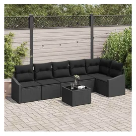 vidaXL Gartenlounge Set 7-tlg. Schwarz