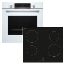 Bosch Herdset BOSCH Backofen weiß HYDROLYSE + Induktionskochfeld autark 60 cm